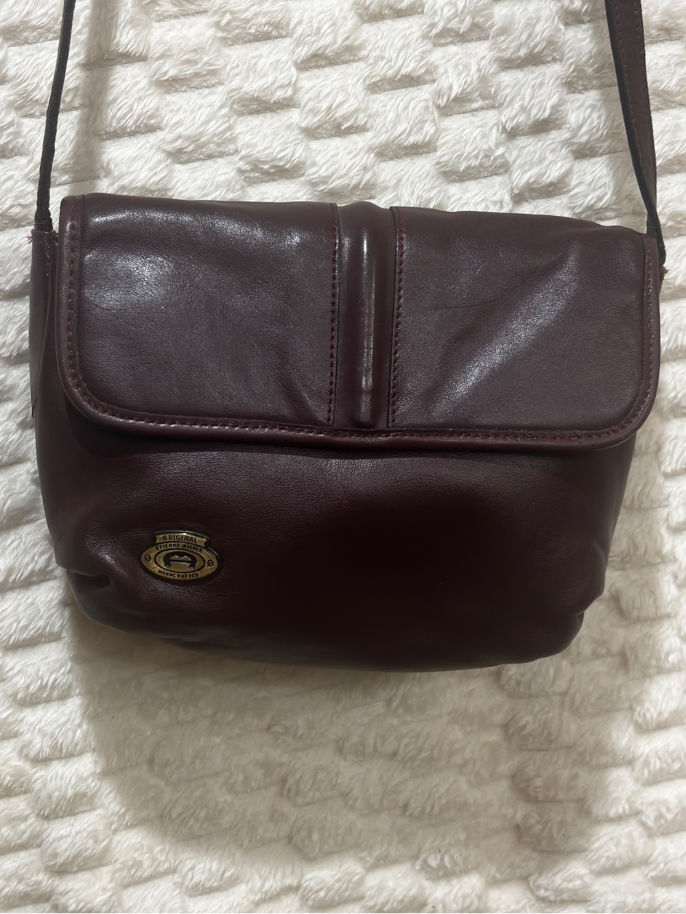 Vintage Etienne Aigner Burgundy Leather Crossbody Flap Bag